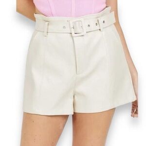 NWT Altard State Scarlett faux leather shorts​​ in cream.​​
